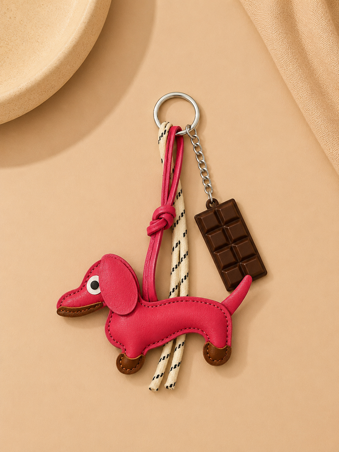 Llavero perro salchicha rosa